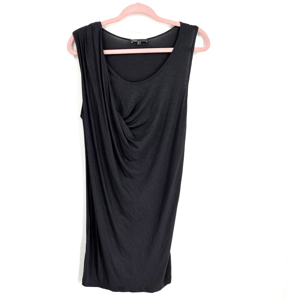 Vince Black Draped Twist Front Sleeveless Modal Wool Blend Top Small Made in USA - Picture 2 of 6